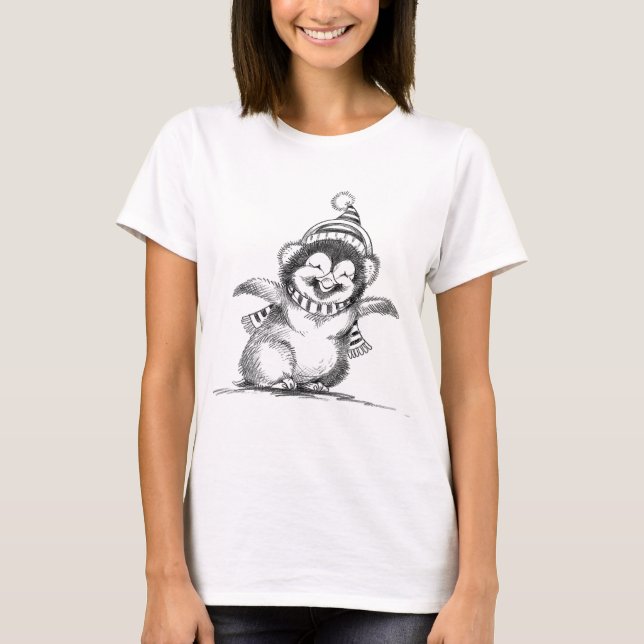 Söt julpingvin, Glad babyfågel T Shirt (Framsida)