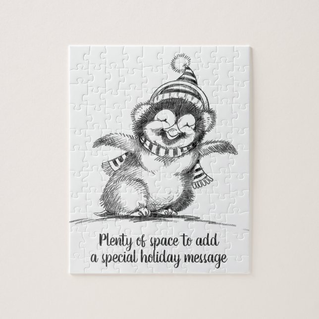 Söt julpingvin, glad unge fågel pussel (Vertikal)