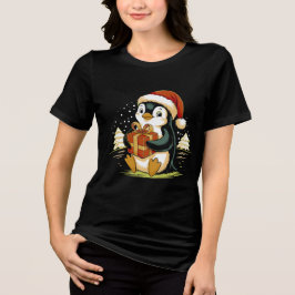 Söt julpingvin med presentlåda t shirt