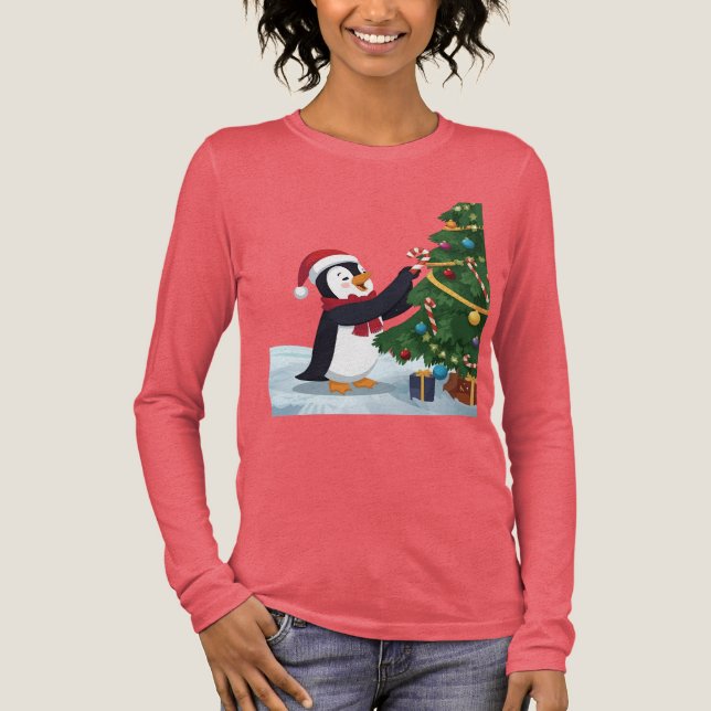 Söt julpingvin t-shirt (Framsida)