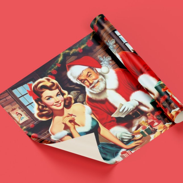 Söt julpinup och tomte presentpapper (Skapare uppladdad)