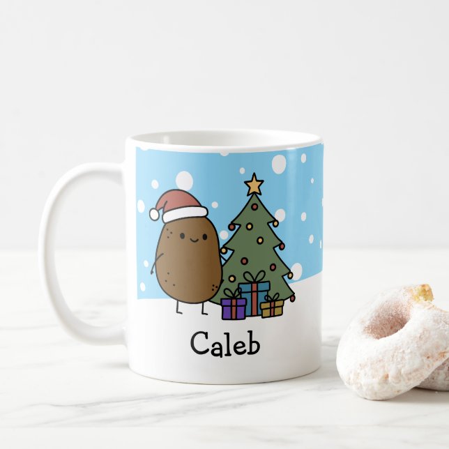 Söt julpotatis personligad med ditt namn kaffemugg (Med munk)