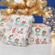Söt julpresentikonmönster i ljust vitt