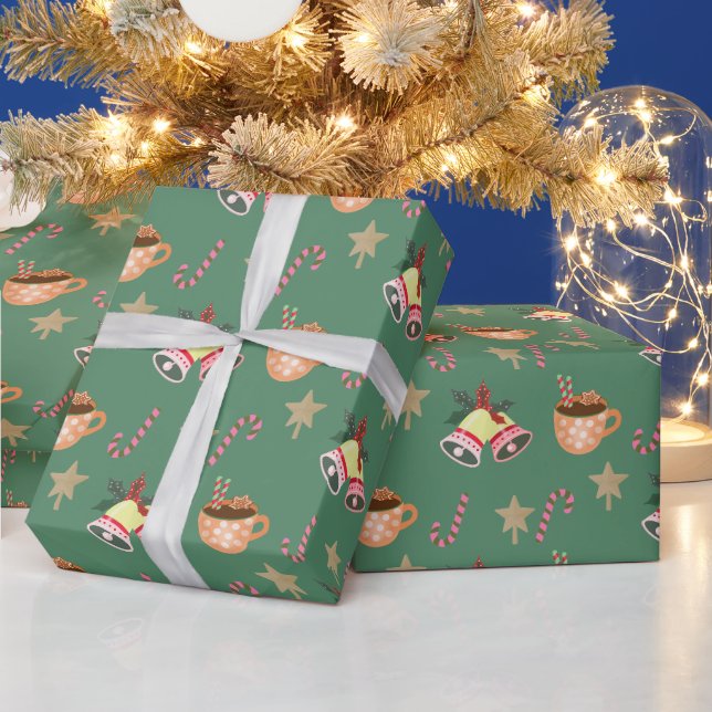 Söt julpresentpapper med glädje för varm choklad presentpapper (Helgdagar)
