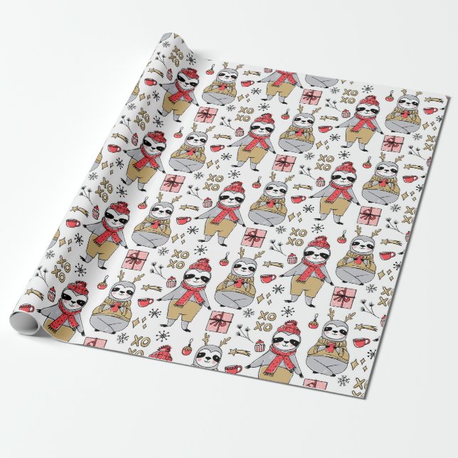 Söt julpresentpapper presentpapper (Utrullad)