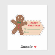 Söt julpresentsticker med en pepparkaksgubbe