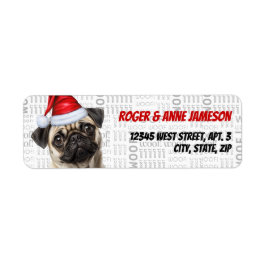 Söt julpug hund returadress etikett