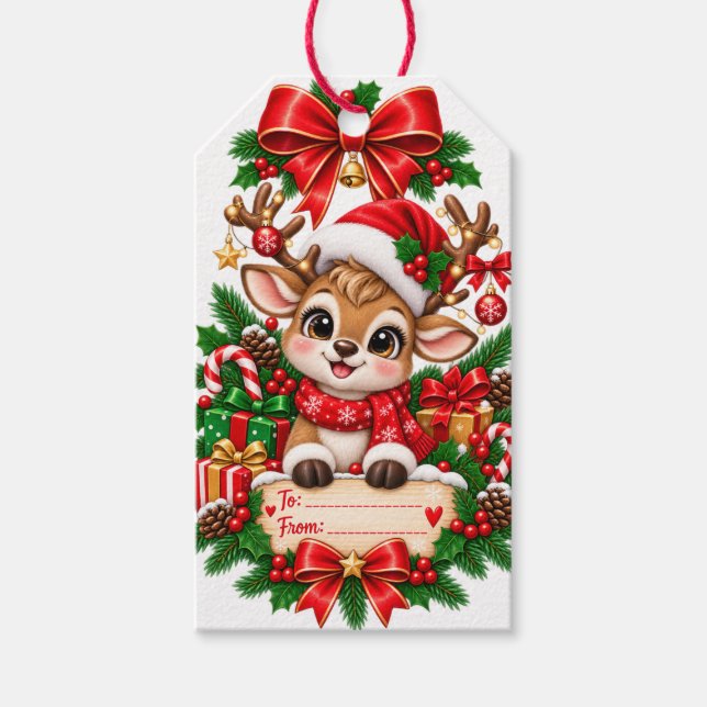 Söt julren presenttagg presentetikett (Framsidan)