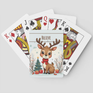 Söt julren scen snöig skog casinokort