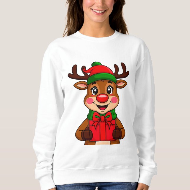 Söt julren som håller en present t shirt (Framsida)
