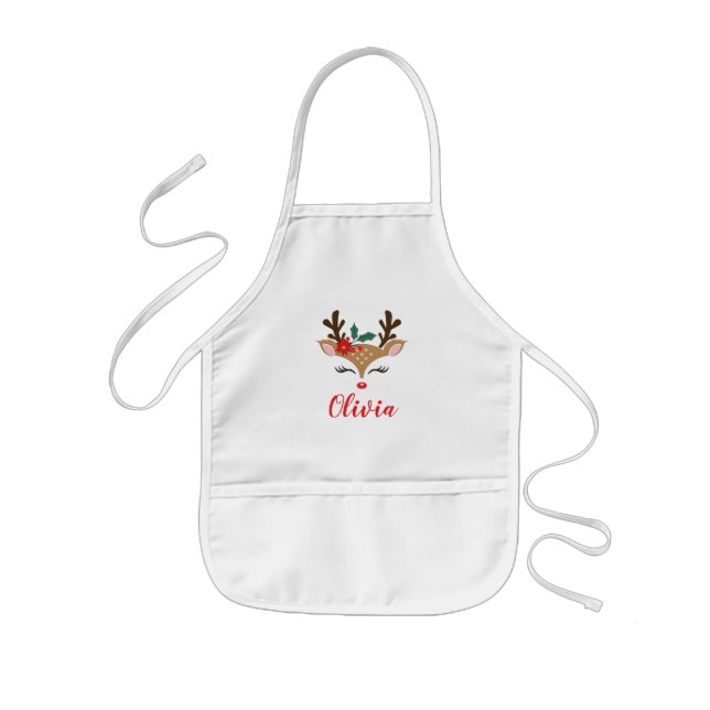 Söt julren tjej barn apron barnförkläde (Framsidan)
