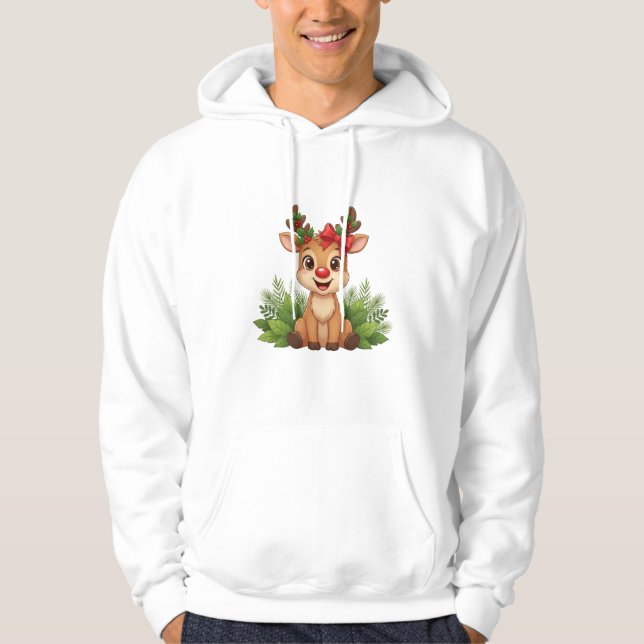 Söt julren tröja, Ren jul  Hoodie (Framsida)