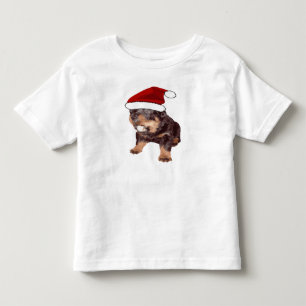 Söt julrottweiler med röd tomtehatt t shirt