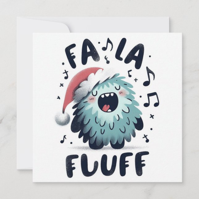 Söt julskämtare "fa la fluff" julkort (Framsida)