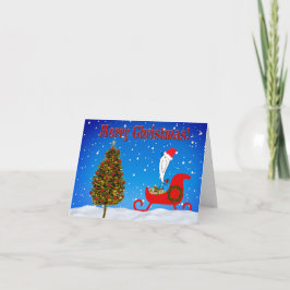 Söt julsläd och fågel julkort helgkort