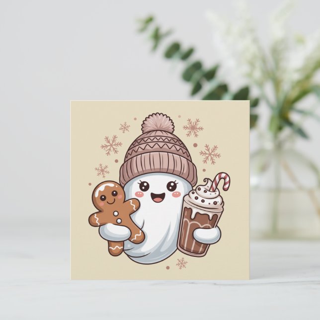 Söt julspöke högtid kuslig jul Xmas Julkort (Stående Fram)