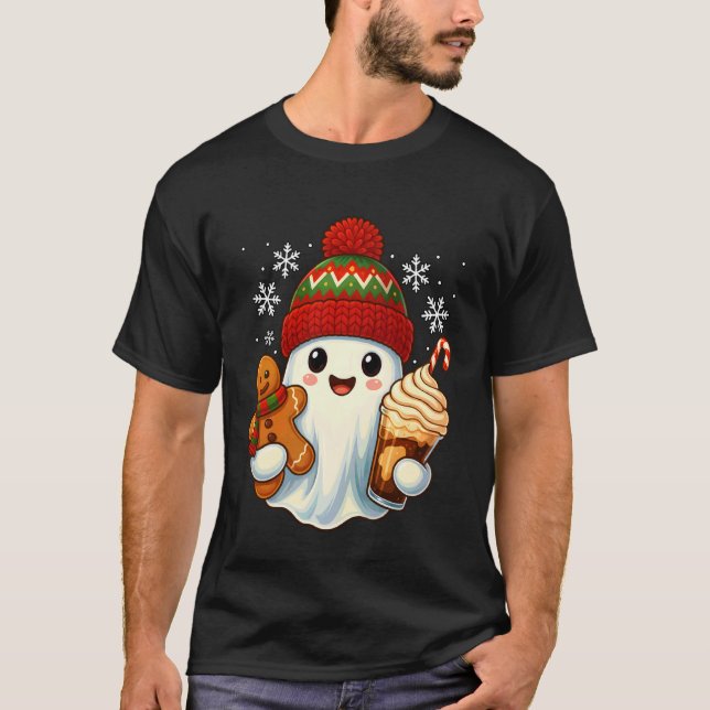 Söt julspöke pepparkakfe julfirande t shirt (Framsida)
