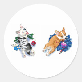 Söt julsticker runt klistermärke