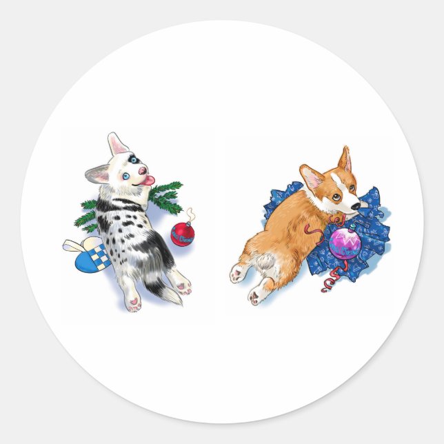 Söt julsticker runt klistermärke (Framsida)