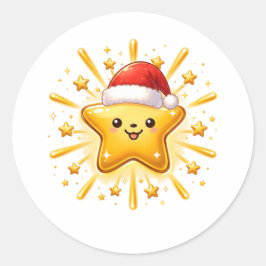 Söt julstjärna ornament runt klistermärke