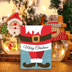 Söt julstuga Tomte Kostym Platt Julkort
