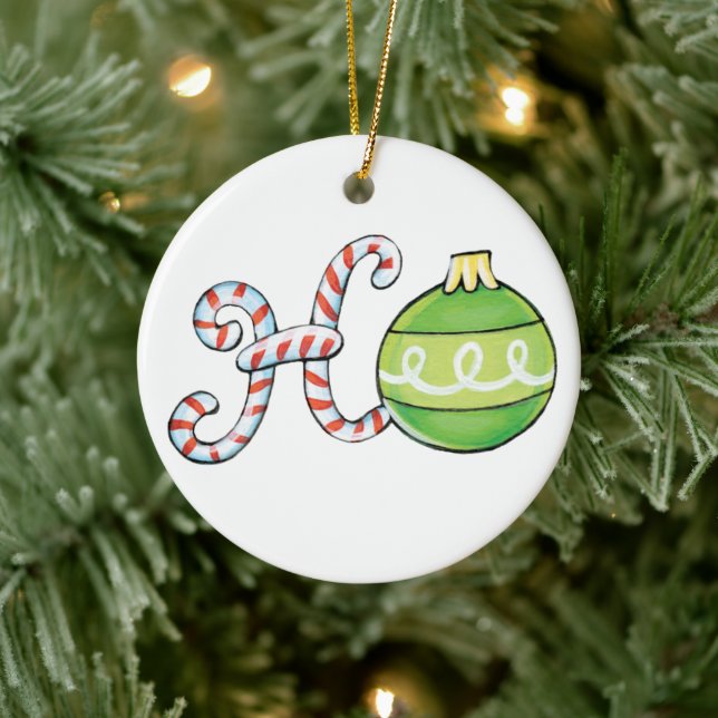 Söt jultext, Ho i godisstavar Ornament (Träd)