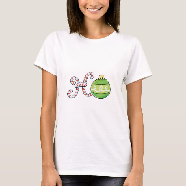 Söt jultext, Ho i godisstavsornamenten T-shirt (Framsida)