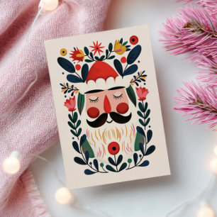 Söt jultomte Abstrakt Blommig Retro Jul Vykort