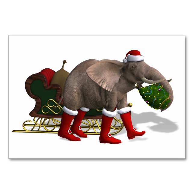 Söt jultomte elefant bordsnummer (Framsidan)