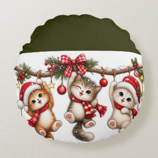 Söt jultomte festlig juldesign rund kudde