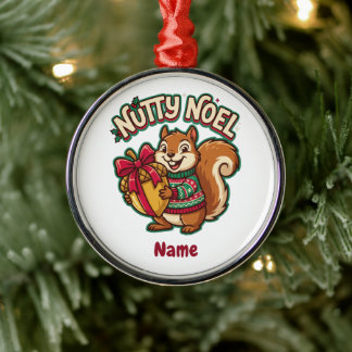 Söt jultomte-figur av ekorre, Nutty Noel Julgransprydnad Metall