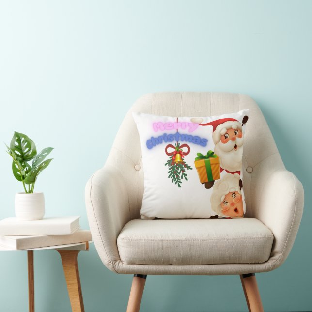 Söt jultomte & fru Glad jul önskar vi Kudde (Stol)