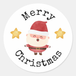 Söt jultomte God Jul-klistermärke Runt Klistermärke