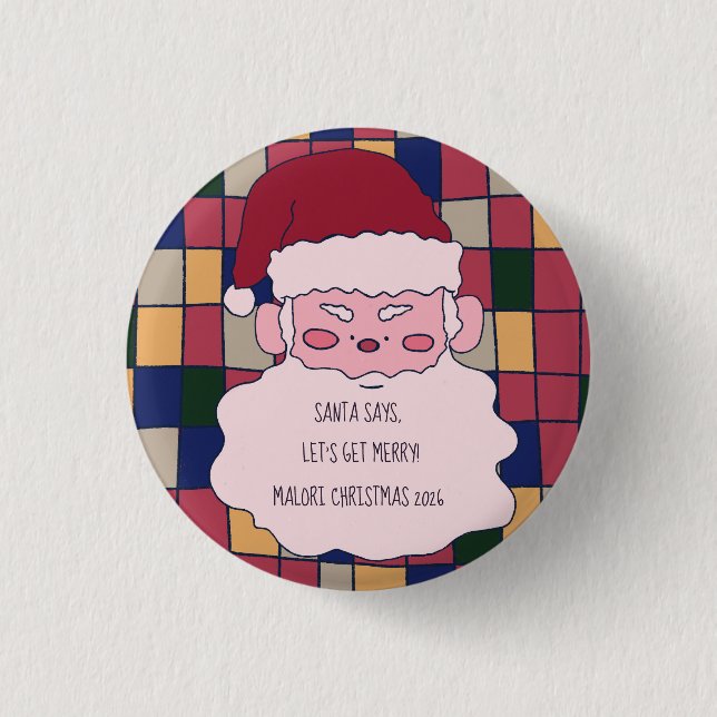 Söt jultomte God Jul Knapp (Framsida)