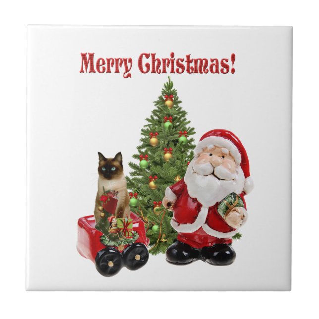 Söt jultomte jul kakelplatta (Framsidan)