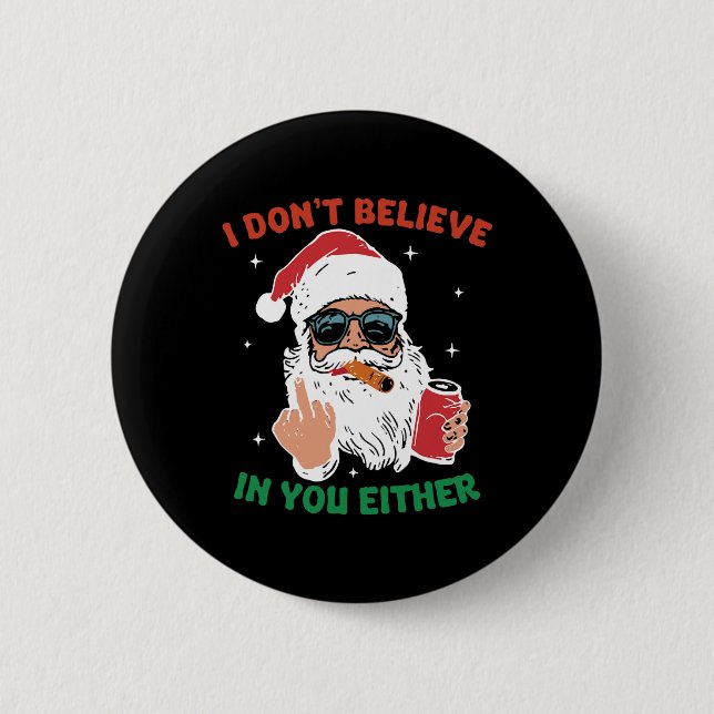 Söt jultomte jul rolig jag tror inte på dig knapp (Framsida)