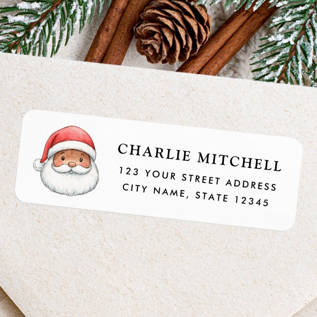 Söt jultomte julfirande returadress etikett (Cute Santa Christmas holiday return address Label)