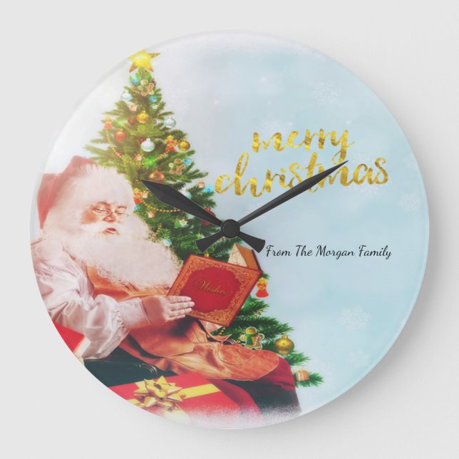 Söt jultomte julgran stor klocka (Framsida)