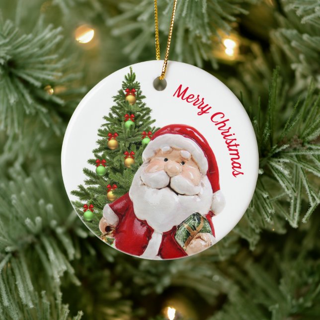 Söt jultomte julgransprydnad keramik (Träd)