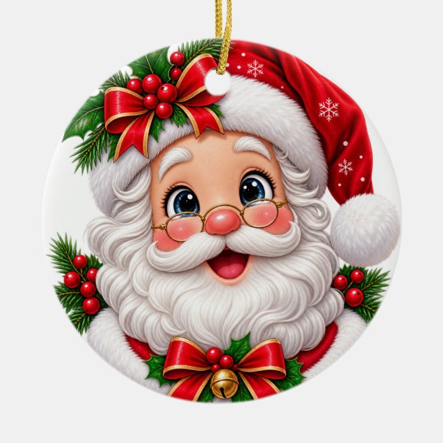 Söt jultomte julgransprydnad keramik (Framsidan)