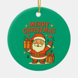 Söt jultomte julkonst – God Jul Julgransprydnad Keramik
