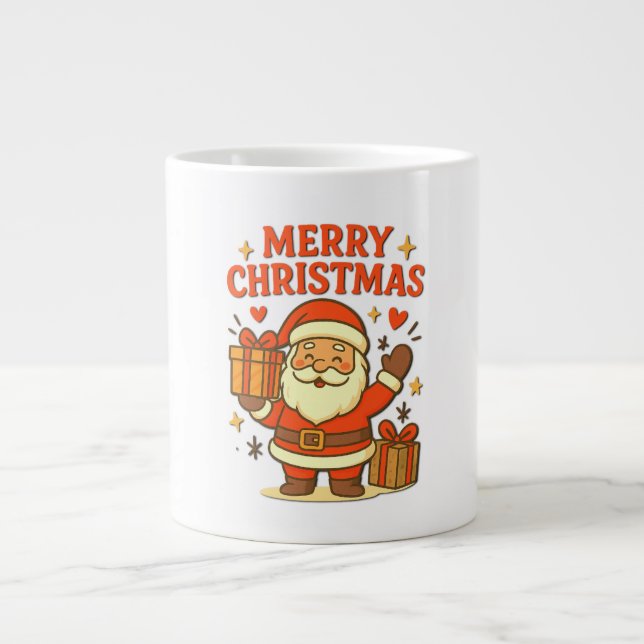 Söt jultomte julkonst –  God Jul Jumbo Mugg (Framsidan)
