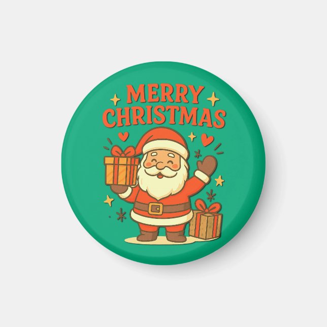Söt jultomte julkonst –  God Jul Magnet (Framsidan)