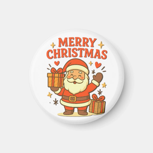 Söt jultomte julkonst –  God Jul Magnet (Framsidan)