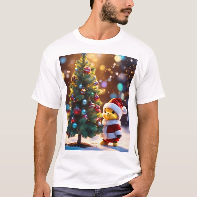 Söt jultomte julkonst t shirt (Framsida)
