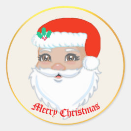 Söt jultomte julsticker runt klistermärke