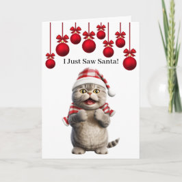 Söt jultomte-katt gratulationskort kort