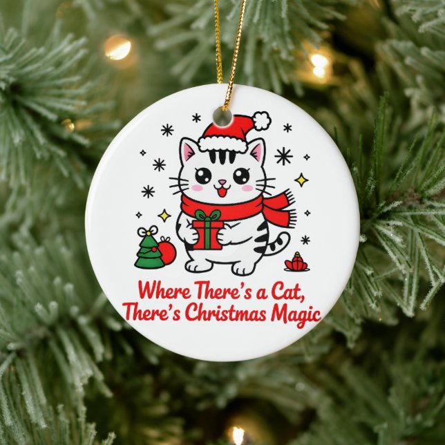 Söt jultomte katt jul - firande träd dekoration (Träd)