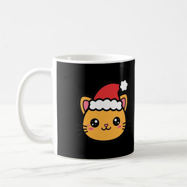 Söt jultomte katt jul kaffemugg (Vänster)
