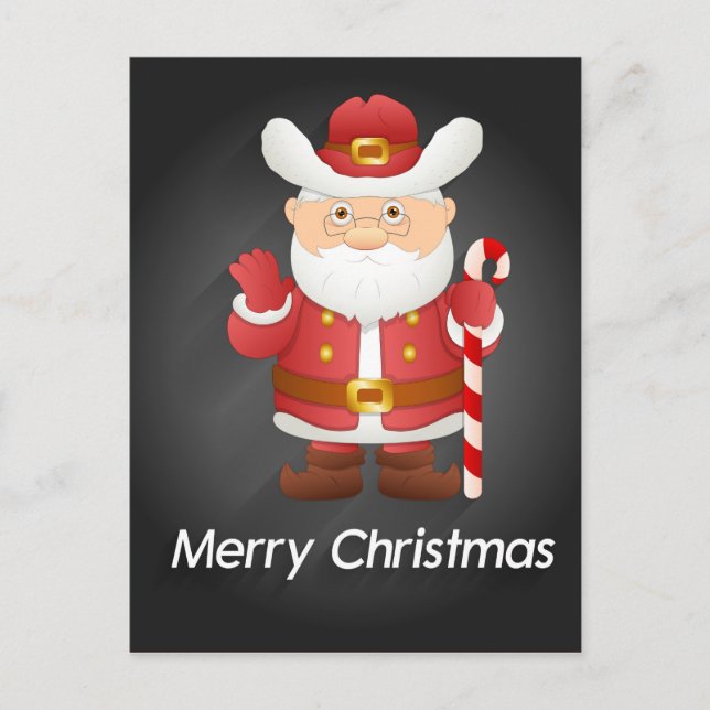 Söt jultomte med godisstav julkort helg vykort (Framsida)